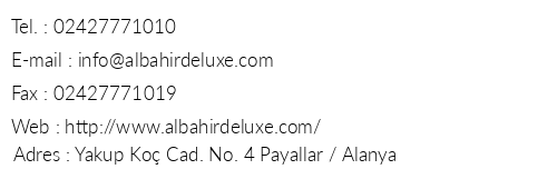 Al Bahir Deluxe Hotel telefon numaralar, faks, e-mail, posta adresi ve iletiim bilgileri